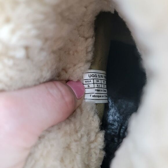 Ugg Australia lynnea black suede leather boots booties lined sheerling clog 6 - Picture 5 of 6